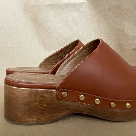 Pristine Cognac Leather Studded Uterque Clogs Mules Size 40 Lk Hearst Arket - Picture 2 of 10